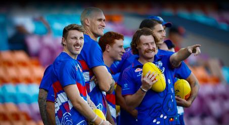Western Bulldogs players with supporters